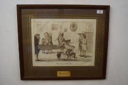 After Henry William Bunbury, caricature billiards engraving, f/g, 57cm wide