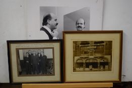 Mixed Lot comprising black and white photograph Leicester Square Hall Snooker Club, framed black and