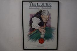 Contemporary billiards poster marked ' The Legend Walter Lindrum', f/g, 71cm high