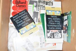 One box various pamphlets and ephemera, billiards and snooker interest
