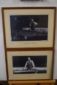 Two black and white photographic prints 'Masters of the 1970s, Ray Reardon and John Pulman', both