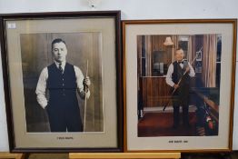 Framed black and white photograph of Fred Davis, together with a coloured photograph of Joe Davis