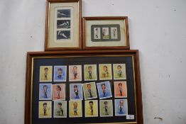 Framed set of Embassy & Regal Snooker Celebrities cards (18), together with three Churchmans Men