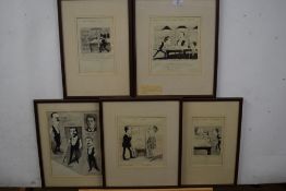 Matt, cartoonist for Manchester's Daily Despatch, a group of five caricatures, 'Skilful cueists', '