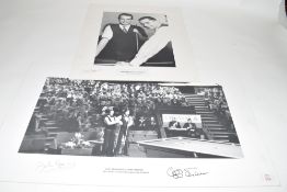 Two photographic prints on board, Cliff Thorburn and John Spencer 1977 Embassy World Championship