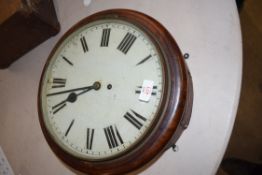 A late 19th century mahogany cased, single fusee wall clock with 12 inch dial.