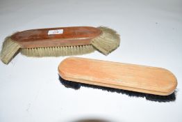 Two vintage snooker table brushes, largest 24cm wide