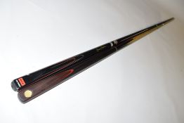 Modern pool cue, unsigned, 147cm long, together with a BCE Black Diamond shaft cue from The Ronnie