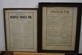 Mixed Lot - The Rules of the game of Voluteer Snooker Pool as approved by the Council of The