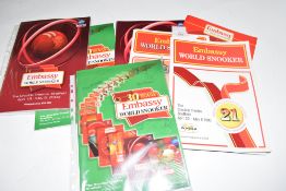 Embassy World Snooker Championship programmes 1996, 1997, 2001, 2003, (2), 2005, (2), some
