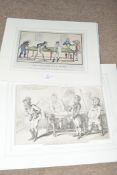 Mixed Lot comprising after S W Jones, caricature 'A new way of paying debts', black and white