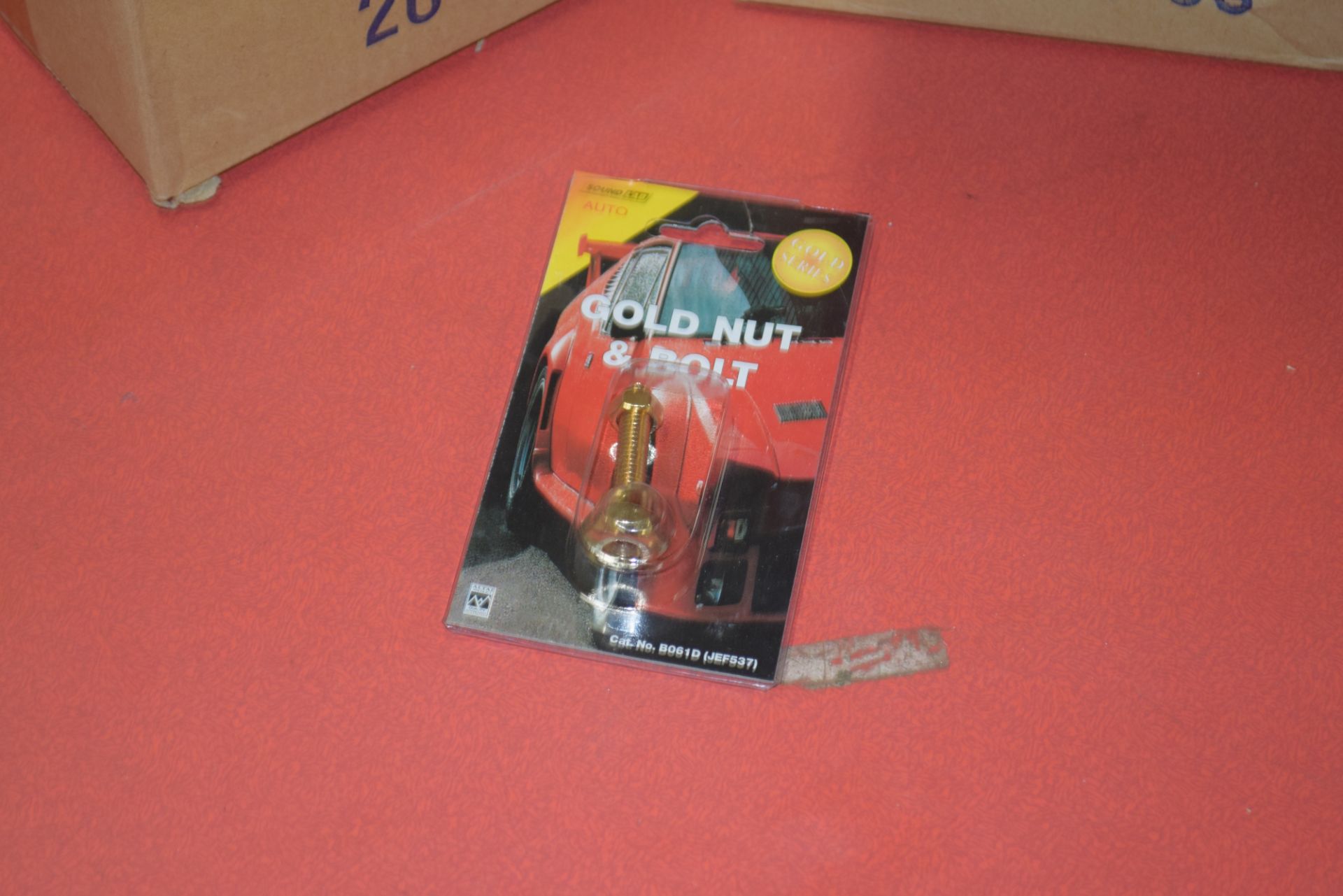 TWO BOXES CONTAINING SOUND LAB AUTO GOLD NUT AND BOLT CONNECTORS, APPROX 20 PIECES PER BOX - Image 2 of 2