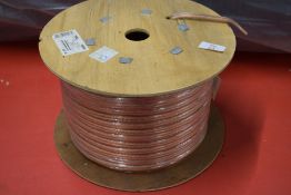 REEL OF TWO CORE TRANSPARENT HEAVY DUTY LOUDSPEAKER CABLE, APPROX 100M, CURRENT 40AMP MAX