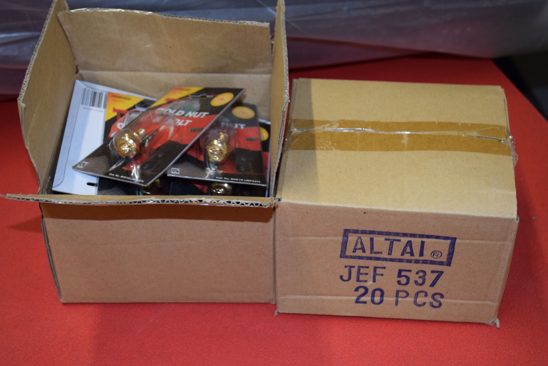 TWO BOXES CONTAINING SOUND LAB AUTO GOLD NUT AND BOLT CONNECTORS, APPROX 20 PIECES PER BOX - Image 2 of 2