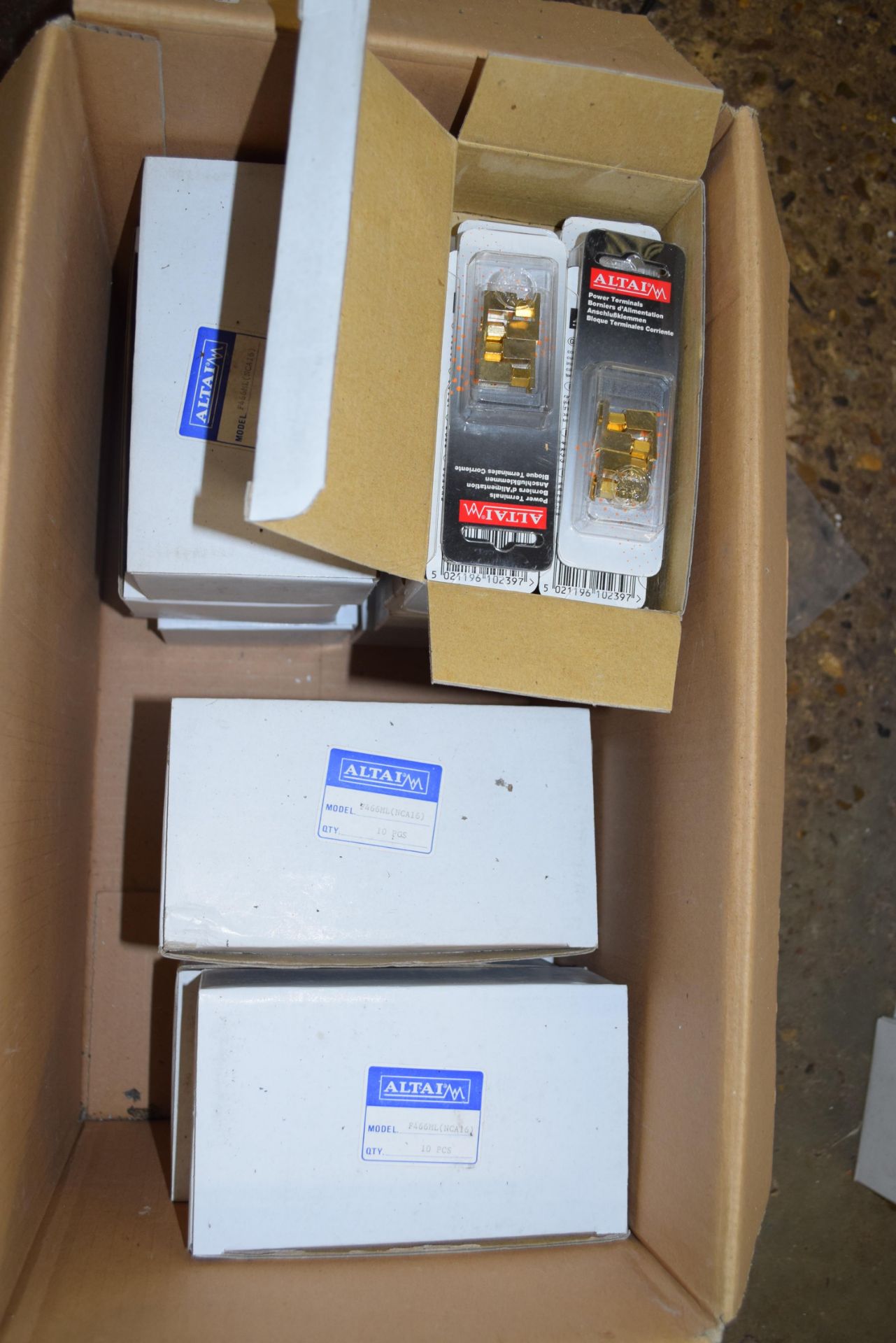 THIRTEEN BOXES OF ALTAI POWER TERMINALS, APPROX 10 PIECES PER BOX, MODEL F466ML (NCA16)