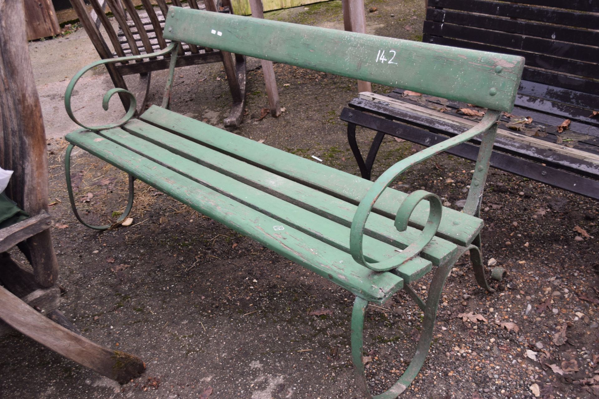 Garden bench with iron ends, width approx 155cm