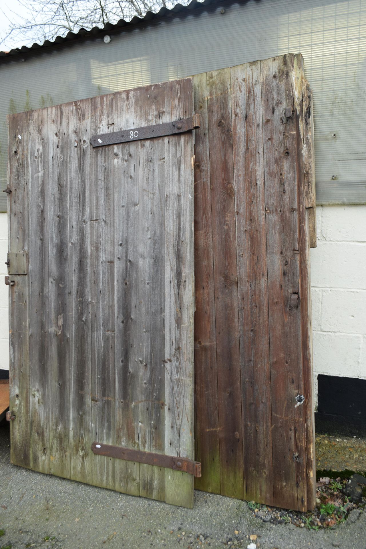 Two barn doors, width approx 115 x 200cm