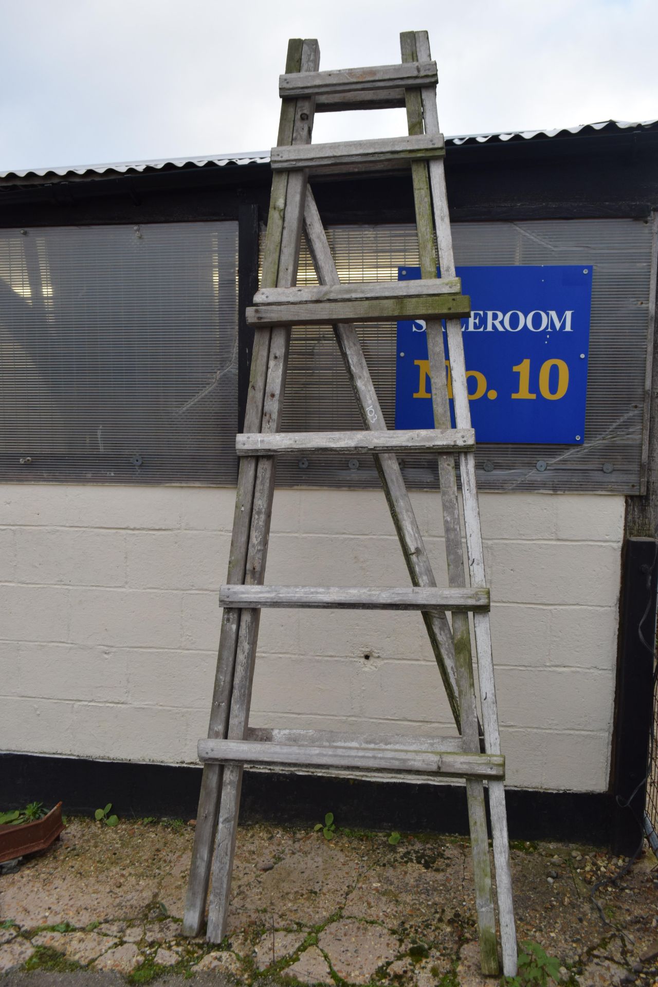 Set of home made timber step ladders