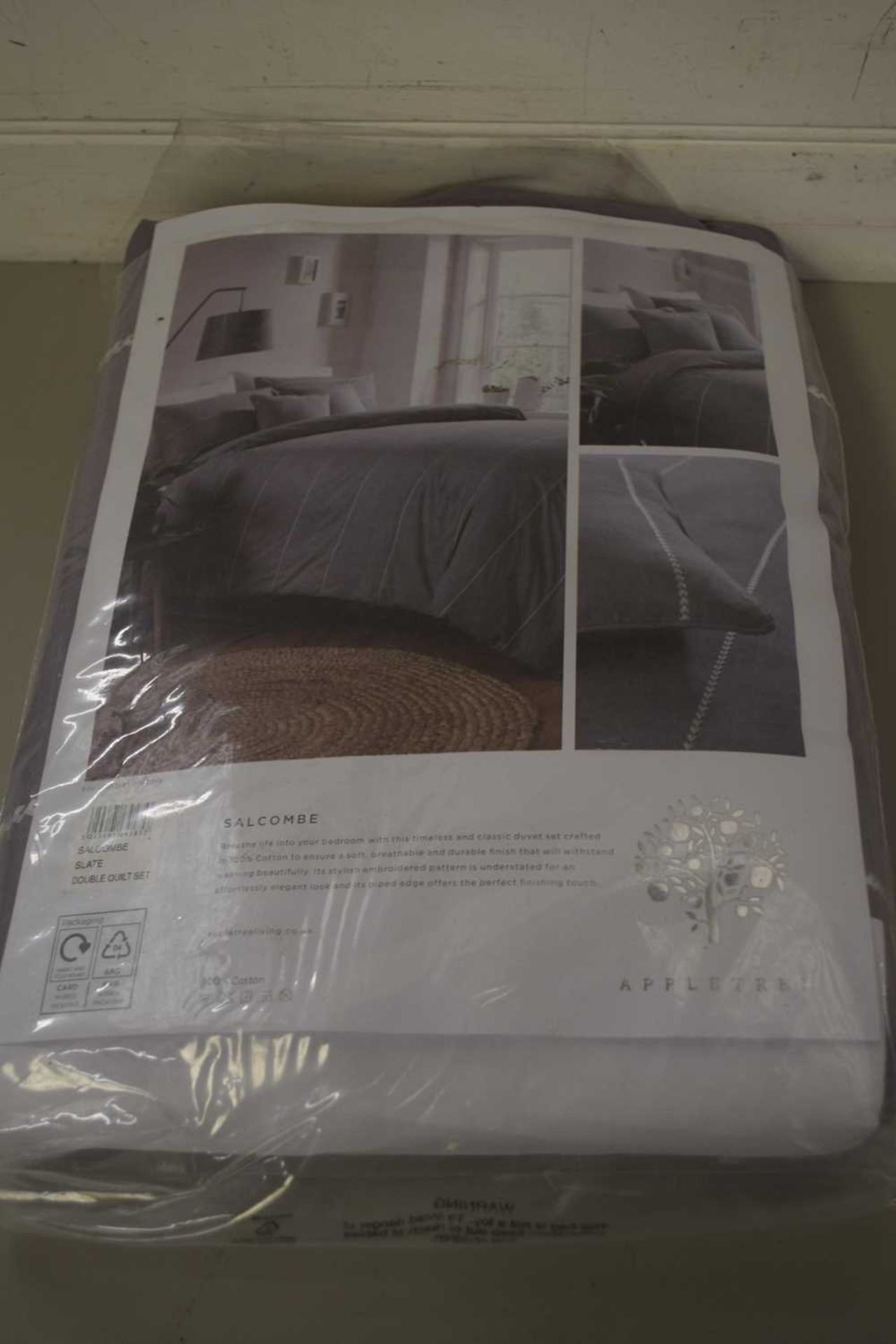 Marley 180 thread count percale duvet cover set, colour slate, double - Image 2 of 2