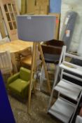 Tripod floor lamp with shade