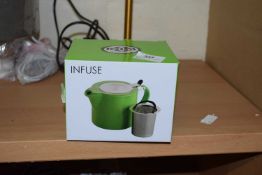 Infuse 0.5ltr stoneware tea pot, colour green