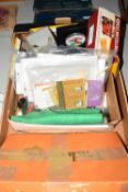 Box various sundry model railway items to include quantity of track etc