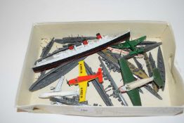 Collection of vintage die-cast battleships plus a further model of The Queen Mary and small quantity