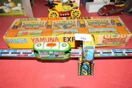 Indian Ganga Yamuna Express Return metal train with original box, 79cm long