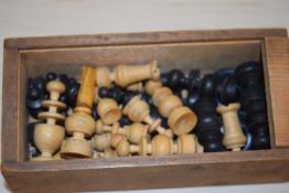 Small turned wooden chess set