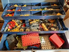 Cantilever case of various Meccano parts