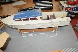 Scratch built model boat with outboard engine, 64cm long