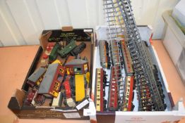 00 gauge model railway items to include various Tri-ang locomotives, wagons, carriages, associated