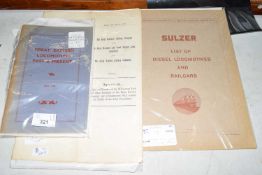 Mixed Lot: Great Eastern Locomotives Past and Present 1862-1944, Sulzer List of Diesel Locomotives