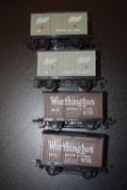 00 gauge rolling stock, Grafar Ltd, two vans and two Worthington Burton on Trent vans, unboxed