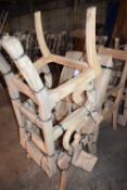 Pair of Trafalgar sabre leg carver chairs, cherry wood, by Charles Barr Furniture Ltd (K285AC)