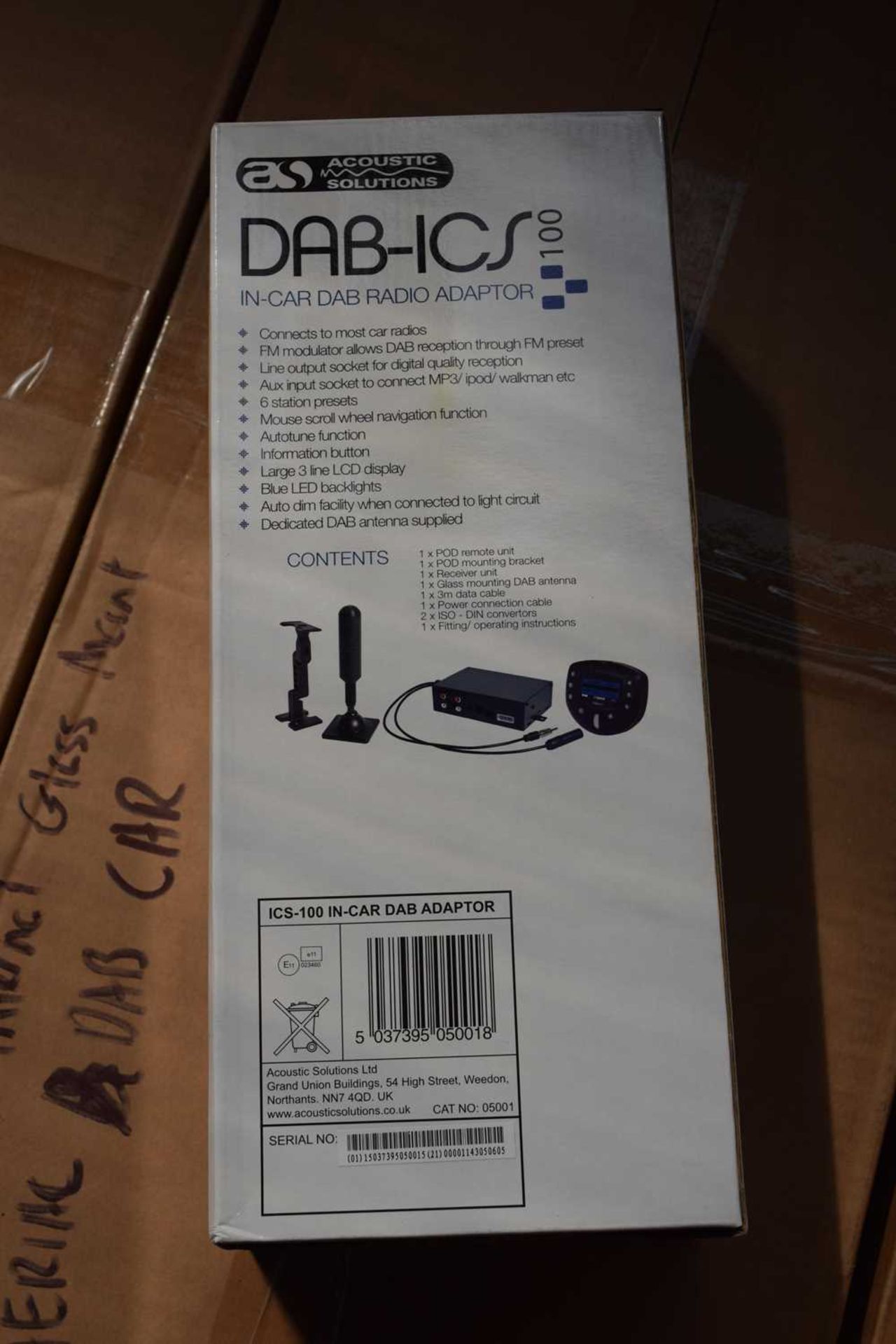 Box containing 4 DAB-ICS 100 In-car DAB Radio Adapter by Acoustic Solutions - Image 3 of 6
