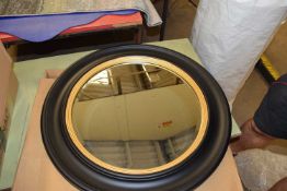 Accent mirror, black and gold finish, 66cm x 66cm