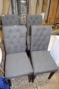 Four fabric covered dining chairs, charcoal