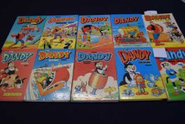 10 'The Dandy Book' Annuals form the 1980's to include 1989, 19188, 1987, 1986, 1985, 1984, 1983,