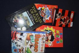 5 The Beano collectors items,'the rules of golf according to dennis the menace', 'dennis the