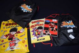 2 'The Beano Club' collectors bags together with Dennis the menace diary 1997, dennis the menace