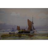 Gordon Hales (British, 20th century), shipping scene, watercolour and wash on board,15x22ins,