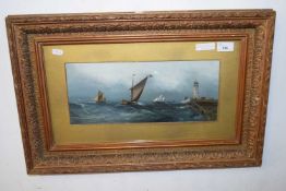 Late 19th Century, Shipping off the coast, signed and framed.