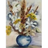 British School 20th century, two flower studies, watercolours, indistinctly signed, framed and