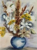 British School 20th century, two flower studies, watercolours, indistinctly signed, framed and