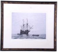 Michael Morley (British 20th Century), The Mayflower anchored off New England, Limited edition print