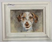 British, contemporary, portrait of a dog, gouache on board, signed 'Ryan', 4.5 x 6.5, framed.