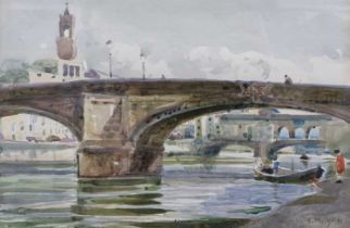 Charles Mayes Wigg (British, 20th century) inscribed on verso label "Florence", watercolour, signed,