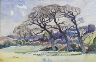 Horace Tuck (British, 20th century), "Three Winter Trees", watercolour and graphite, signed, 9.