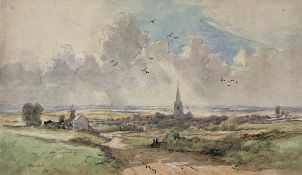 H.J. Reynolds (British, 20th century) "Distant View of Thaxted Essex", watercolour and ink, signed